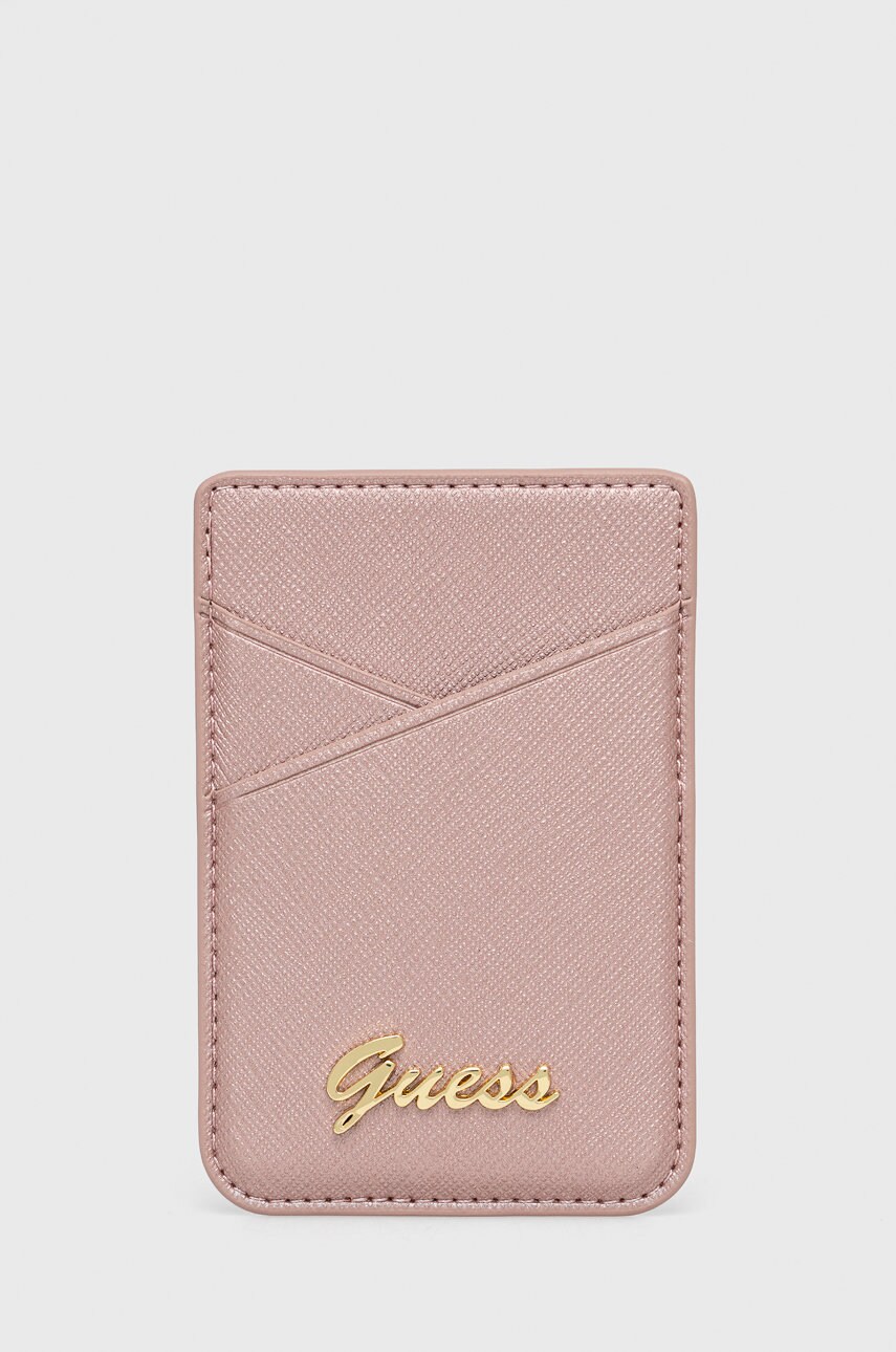 Чохол на банківські карти на магніті Guess колір рожевий