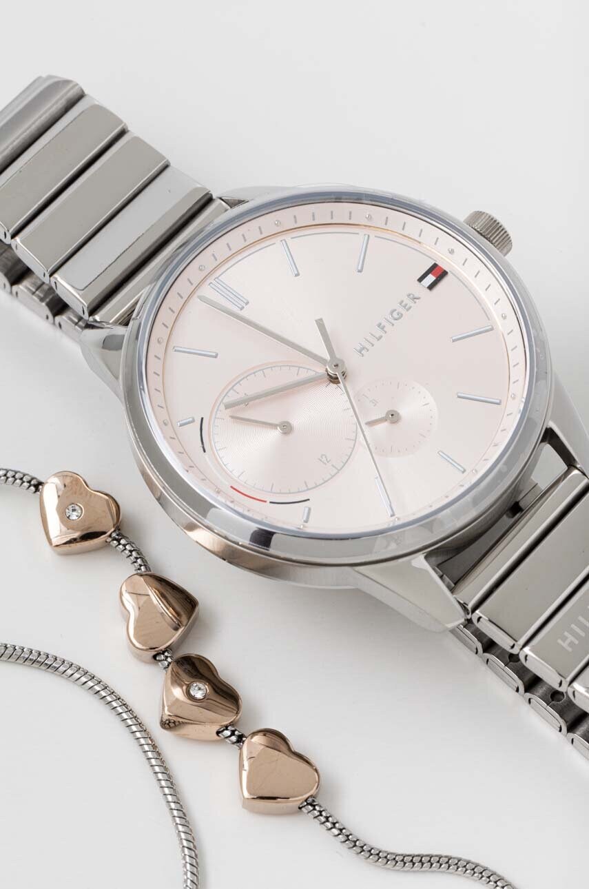 Годинник і браслет Tommy Hilfiger колір срібний