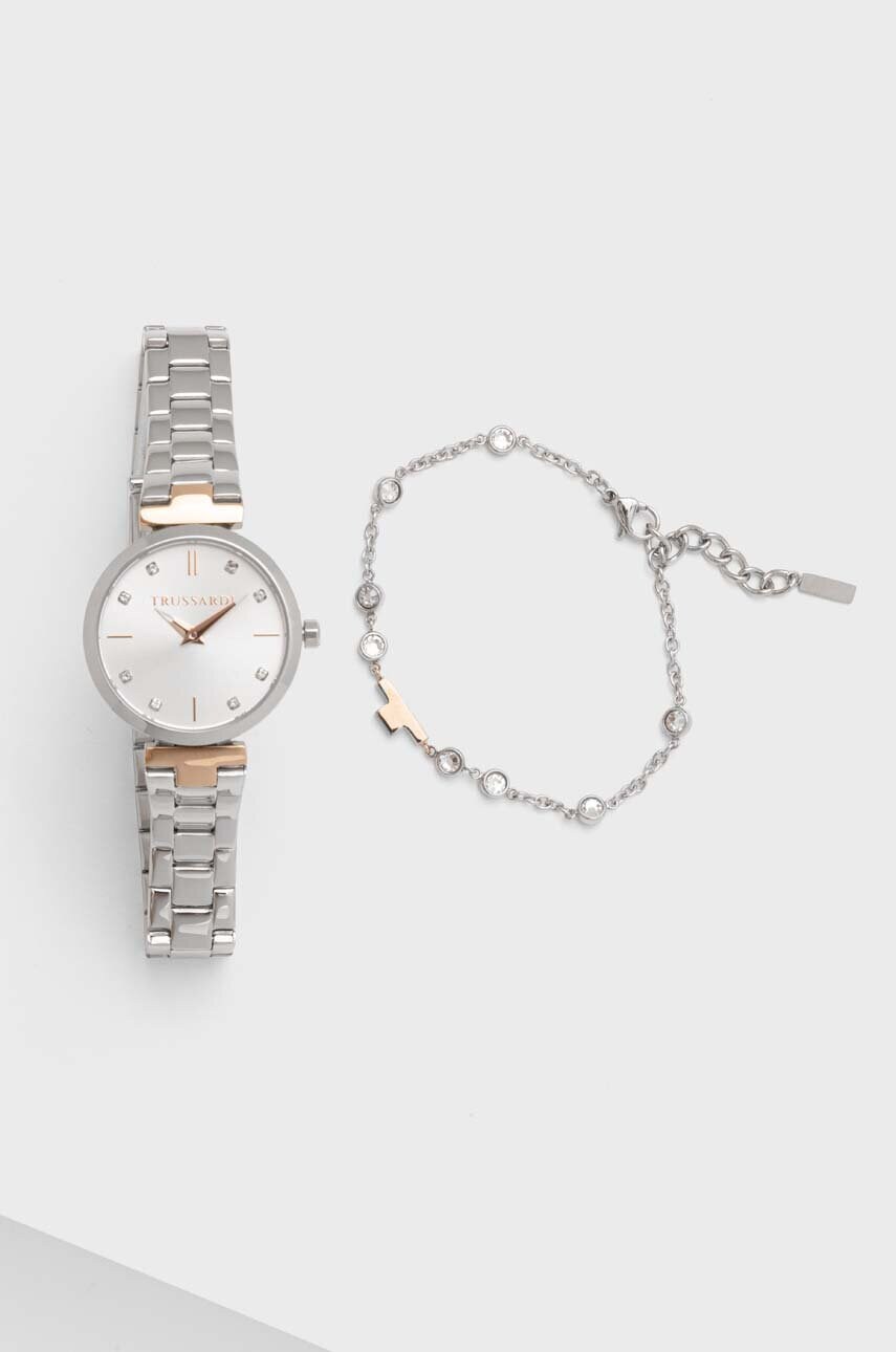 Годинник і браслет Trussardi колір срібний R2453164508
