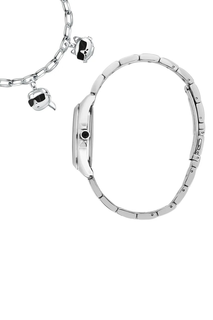 Годинник і браслет Karl Lagerfeld жіночий колір срібний R0553101516