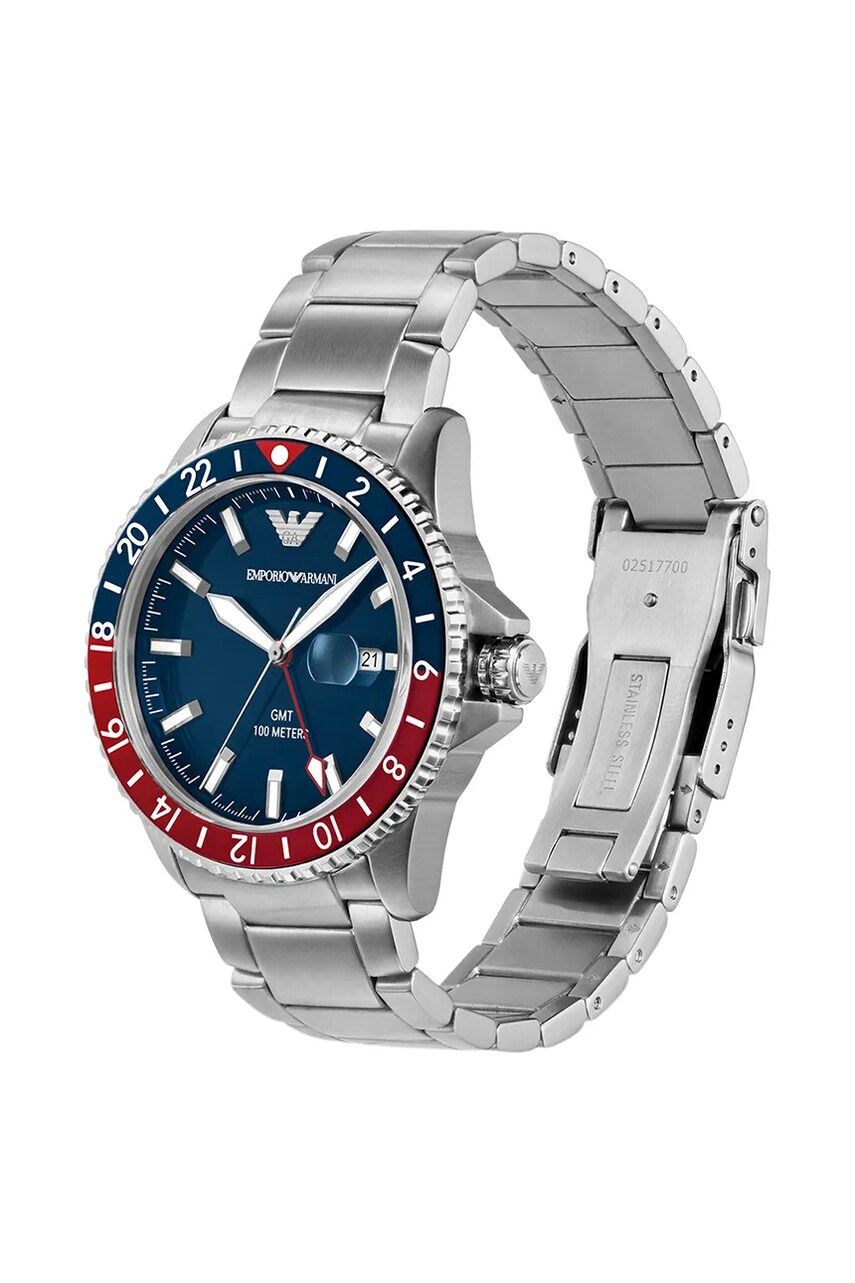 Годинник Emporio Armani Diver GMT чоловічий колір срібний AR11590