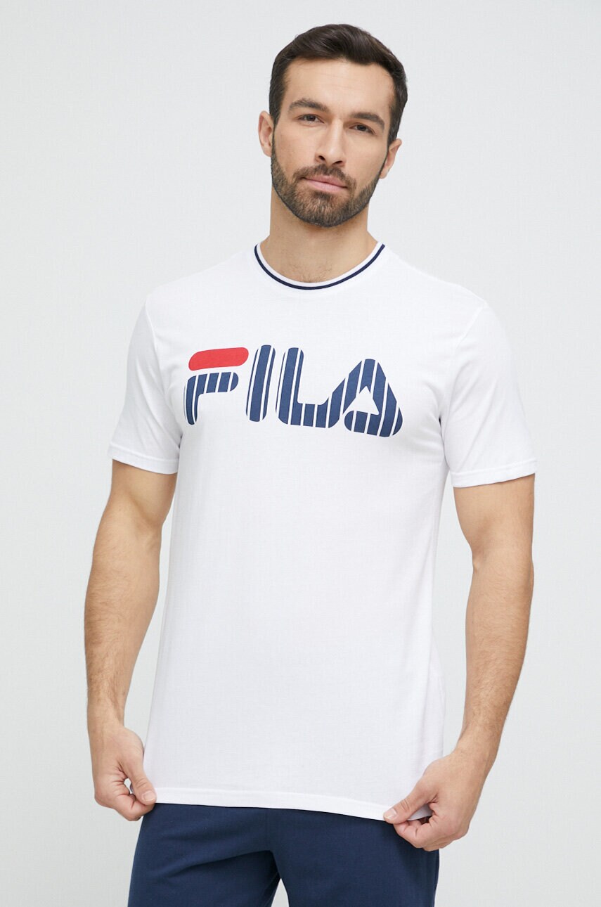 Бавовняна піжама Fila колір білий з принтом