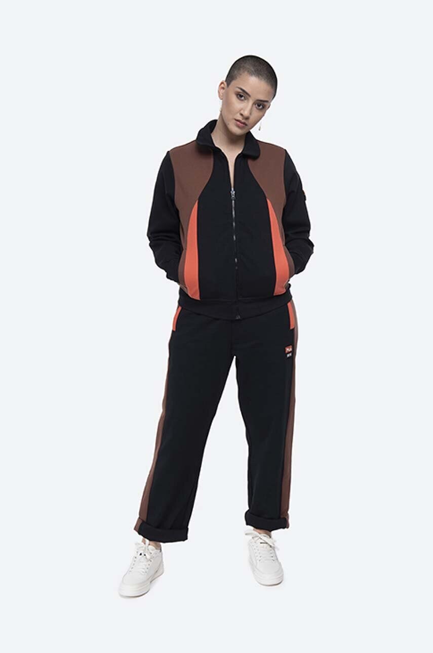 Кофта Wood Wood Evonn x Fila жіноча колір чорний візерунок 688378.B028-BLACK
