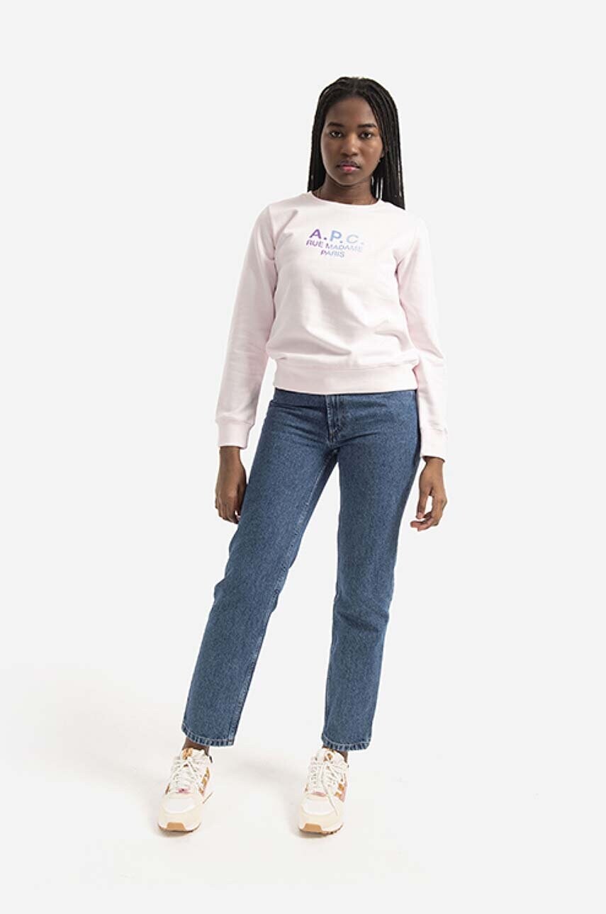 Бавовняна кофта A.P.C. Sweat Mathilda жіноча колір рожевий з принтом COEBH.F27712-ROSE