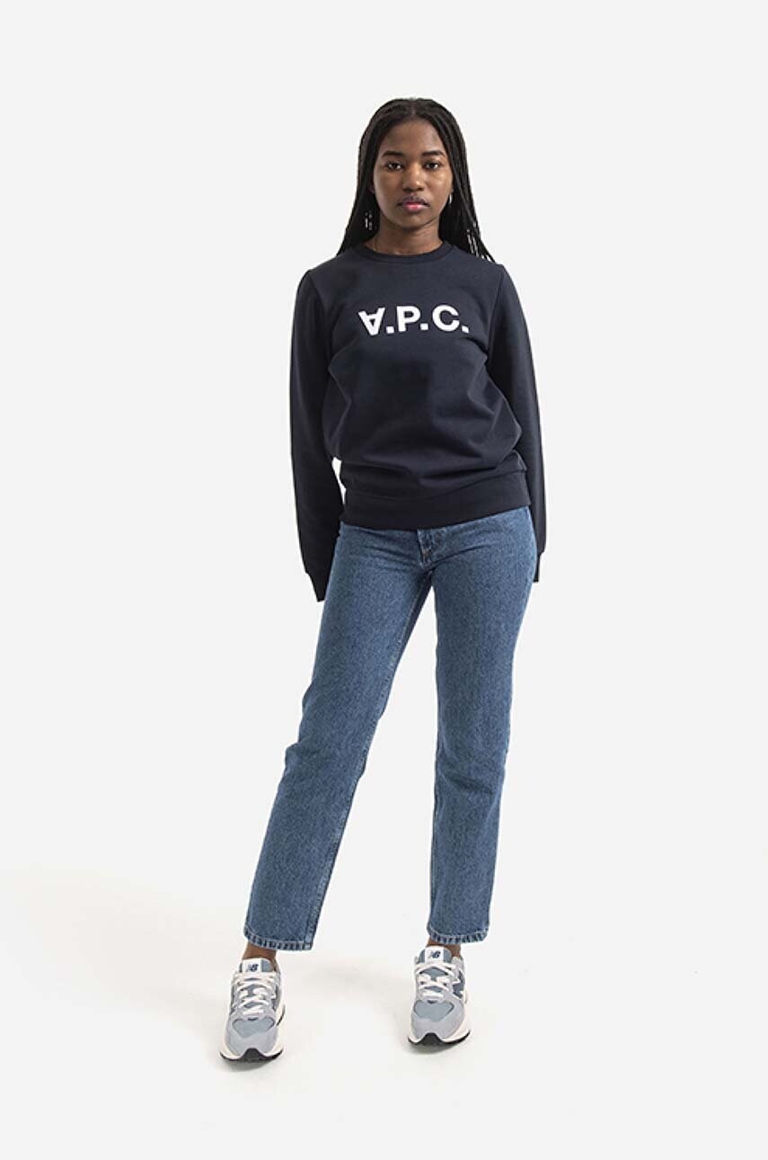 Бавовняна кофта A.P.C. Sweat Viva жіноча колір синій з принтом