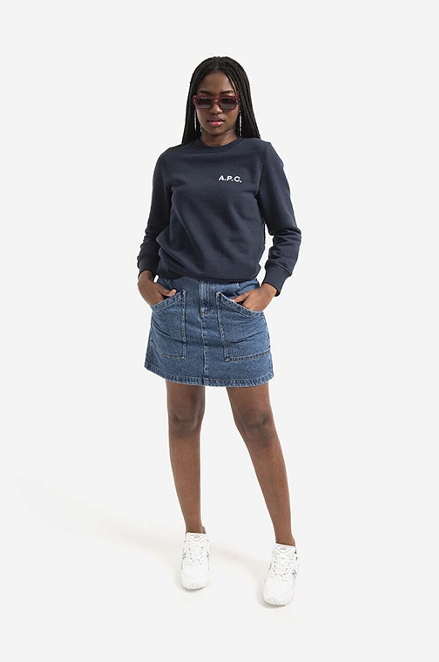 Бавовняна кофта A.P.C. Bluza A.P.C. Sweat Shelley COETM-F27693 DARK NAVY жіноча колір синій з принтом COETM.F27693-DARKNAVY