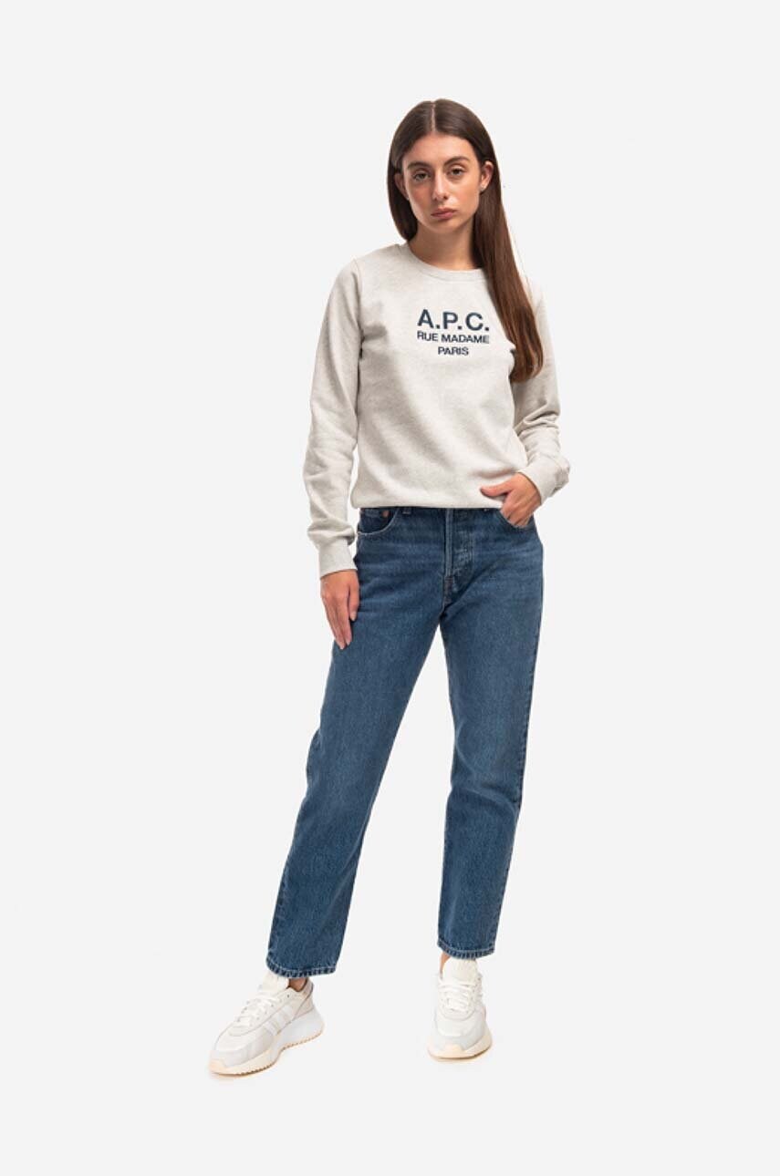 Бавовняна кофта A.P.C. Sweat Tina жіноча колір синій з аплікацією COEZD.F27561-MARINE