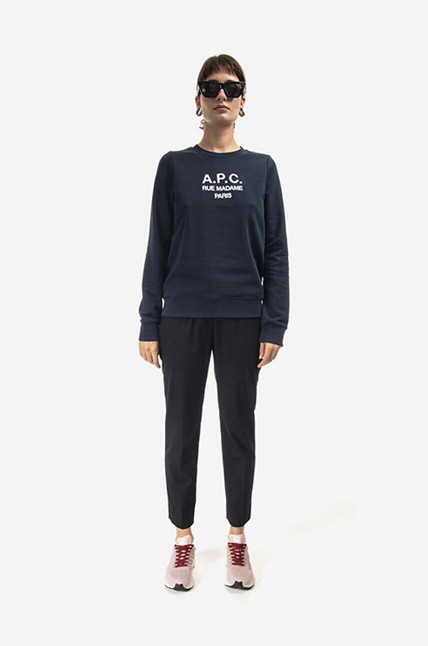 Бавовняна кофта A.P.C. Sweat Tina жіноча колір синій з аплікацією COEZD.F27561-MARINE