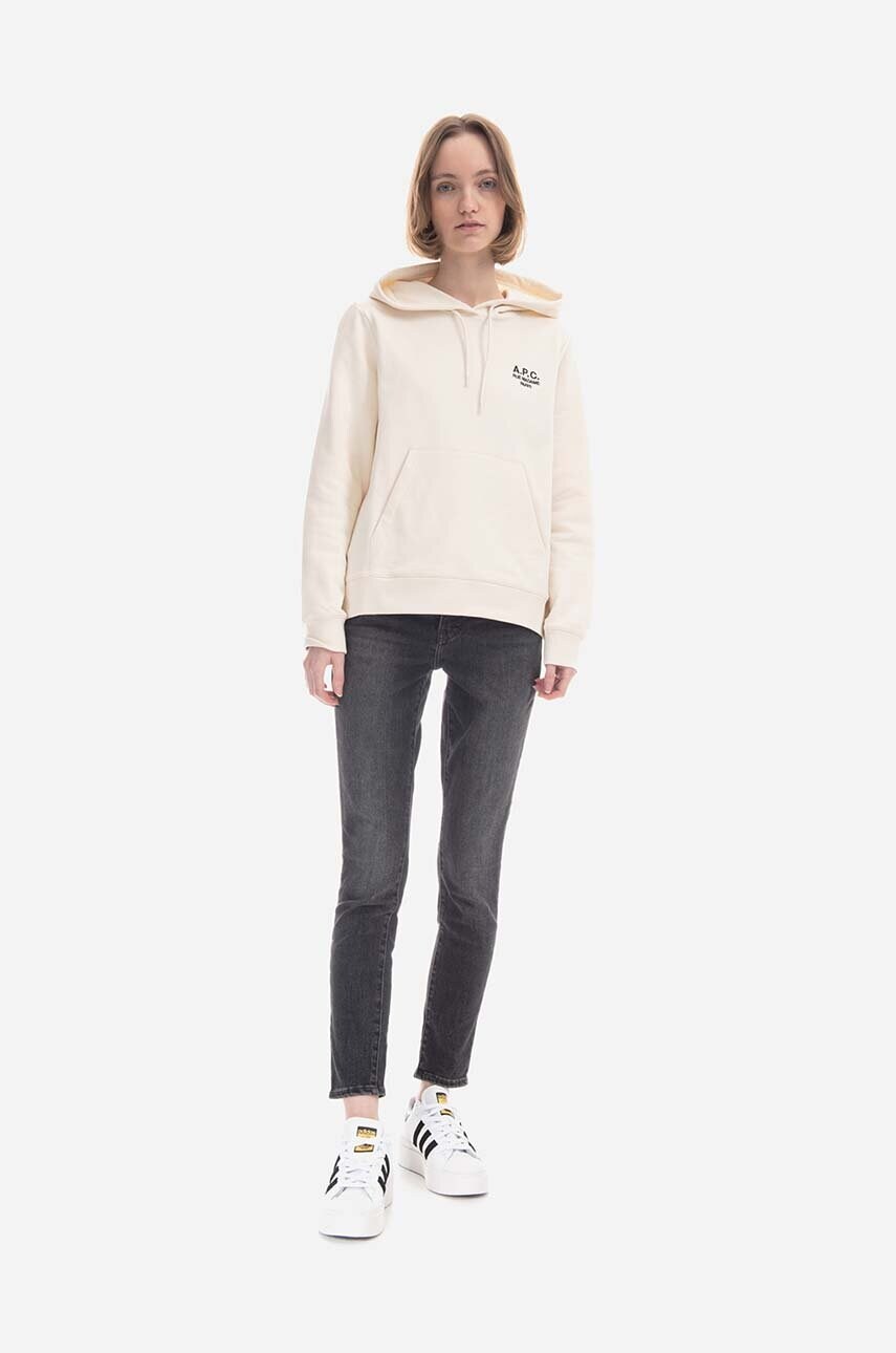 Бавовняна кофта A.P.C. Hoodie Manuela жіноча колір білий з капюшоном з аплікацією COEZD.F27760-OFFWHITE