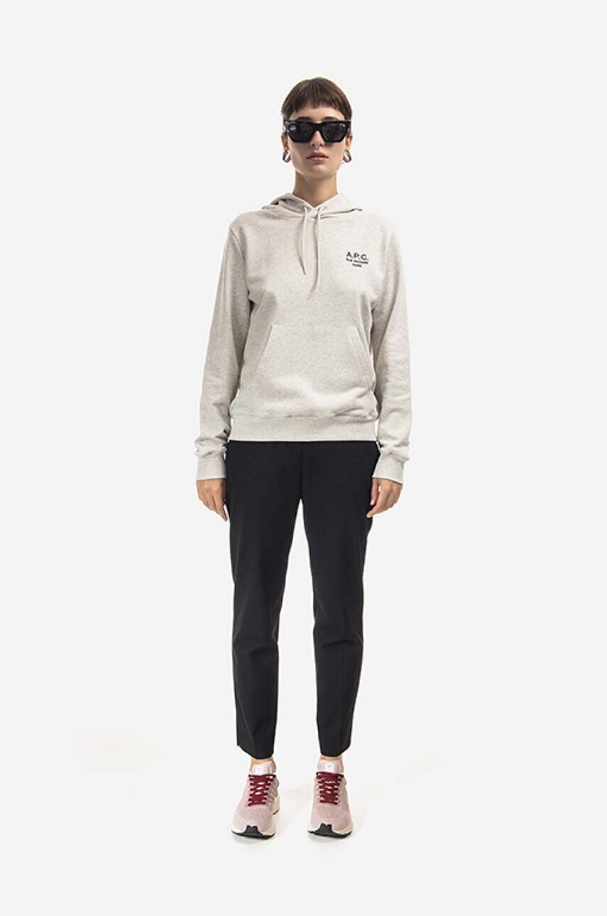 Бавовняна кофта A.P.C. Hoodie Manuela жіноча колір бежевий з капюшоном з аплікацією COEZD.F27760-OFFWHITE