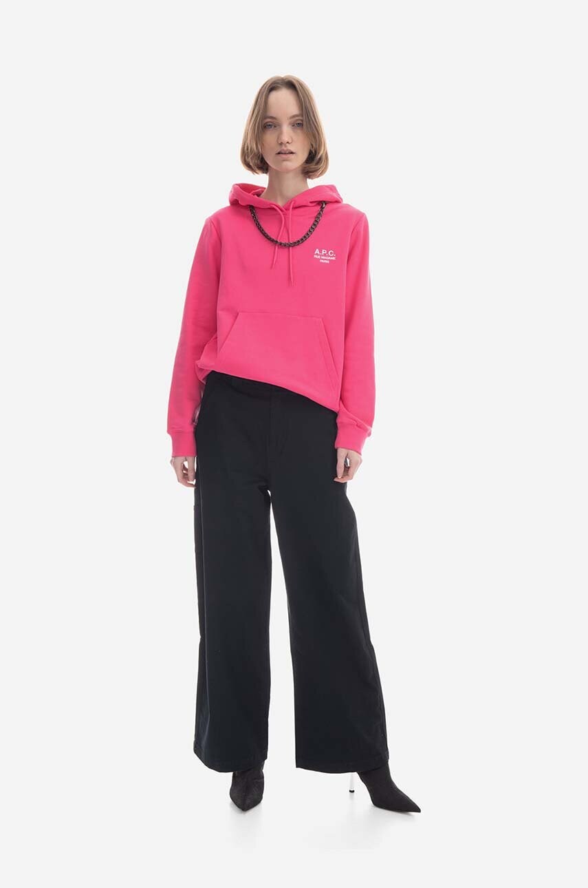 Бавовняна кофта A.P.C. Hoodie Manuela жіноча колір рожевий з капюшоном з аплікацією COEZD.F27760-OFFWHITE