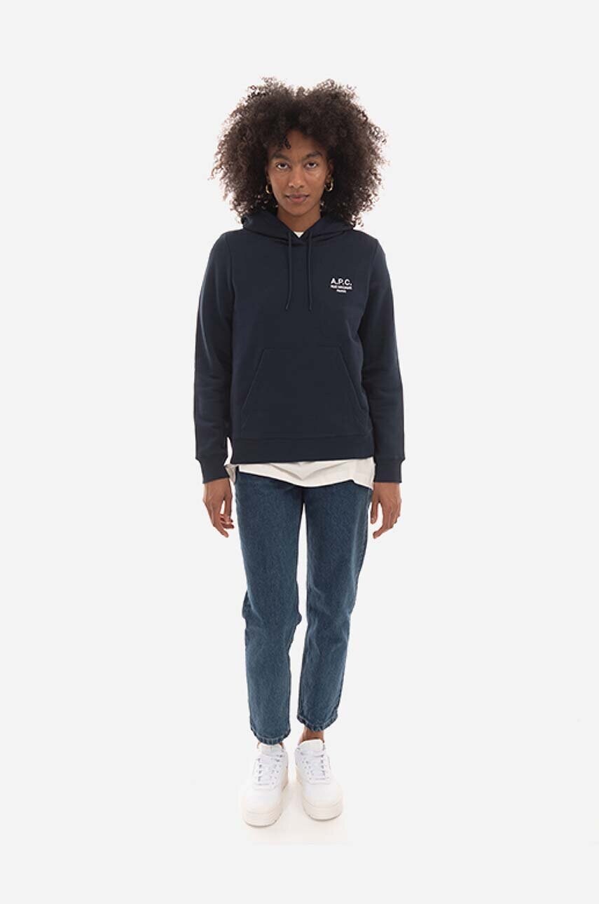 Бавовняна кофта A.P.C. Hoodie Manuela жіноча колір рожевий з капюшоном з аплікацією COEZD.F27760-OFFWHITE