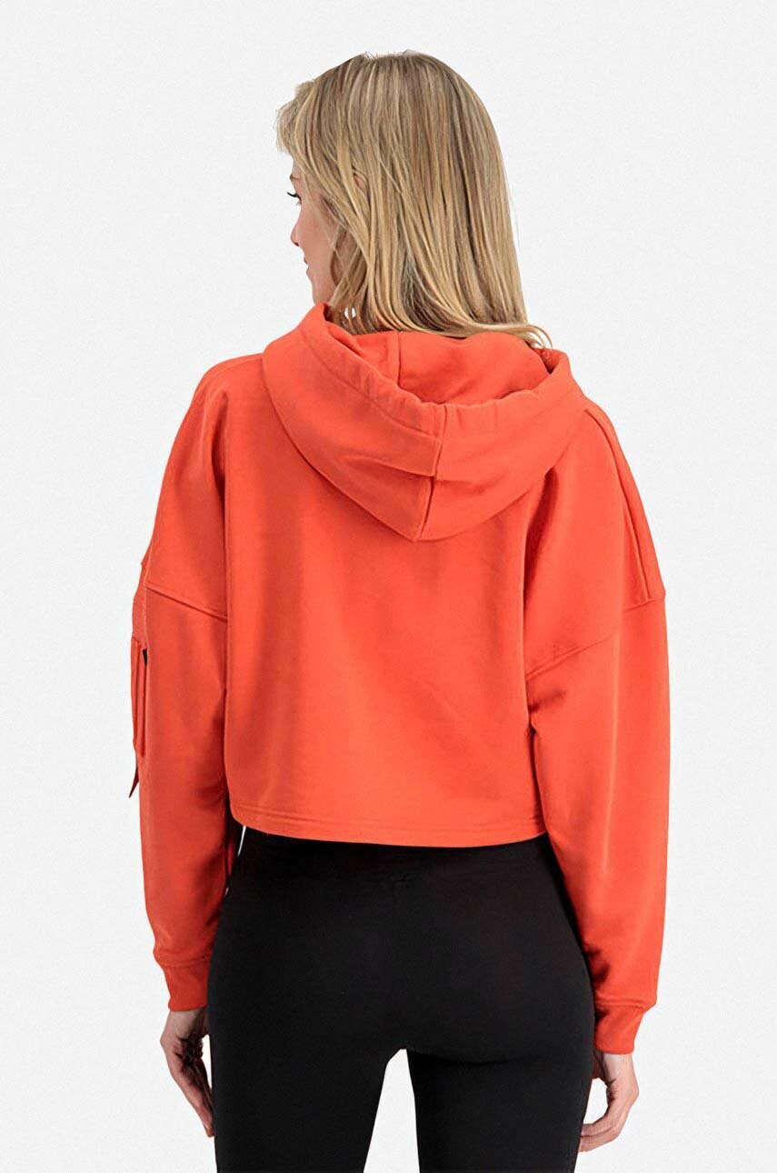 Кофта Alpha Industries жіноча колір помаранчевий з капюшоном з принтом 106044.577-orange