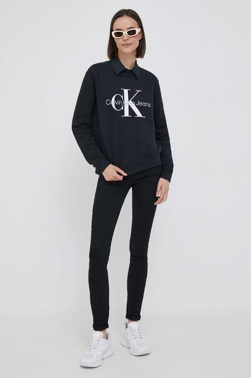 Бавовняна кофта Calvin Klein Jeans жіноча колір чорний з принтом