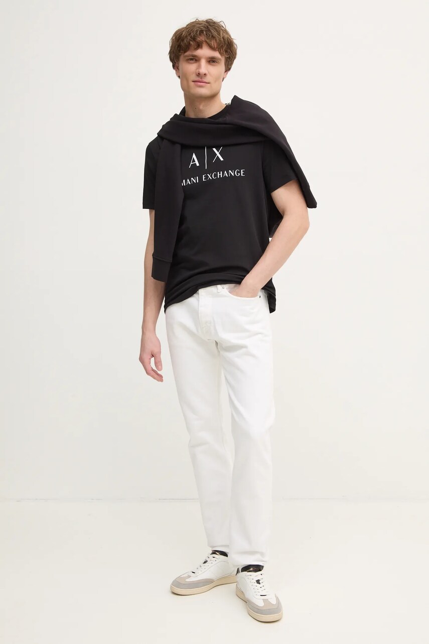 Кофта Armani Exchange чоловіча колір чорний з принтом