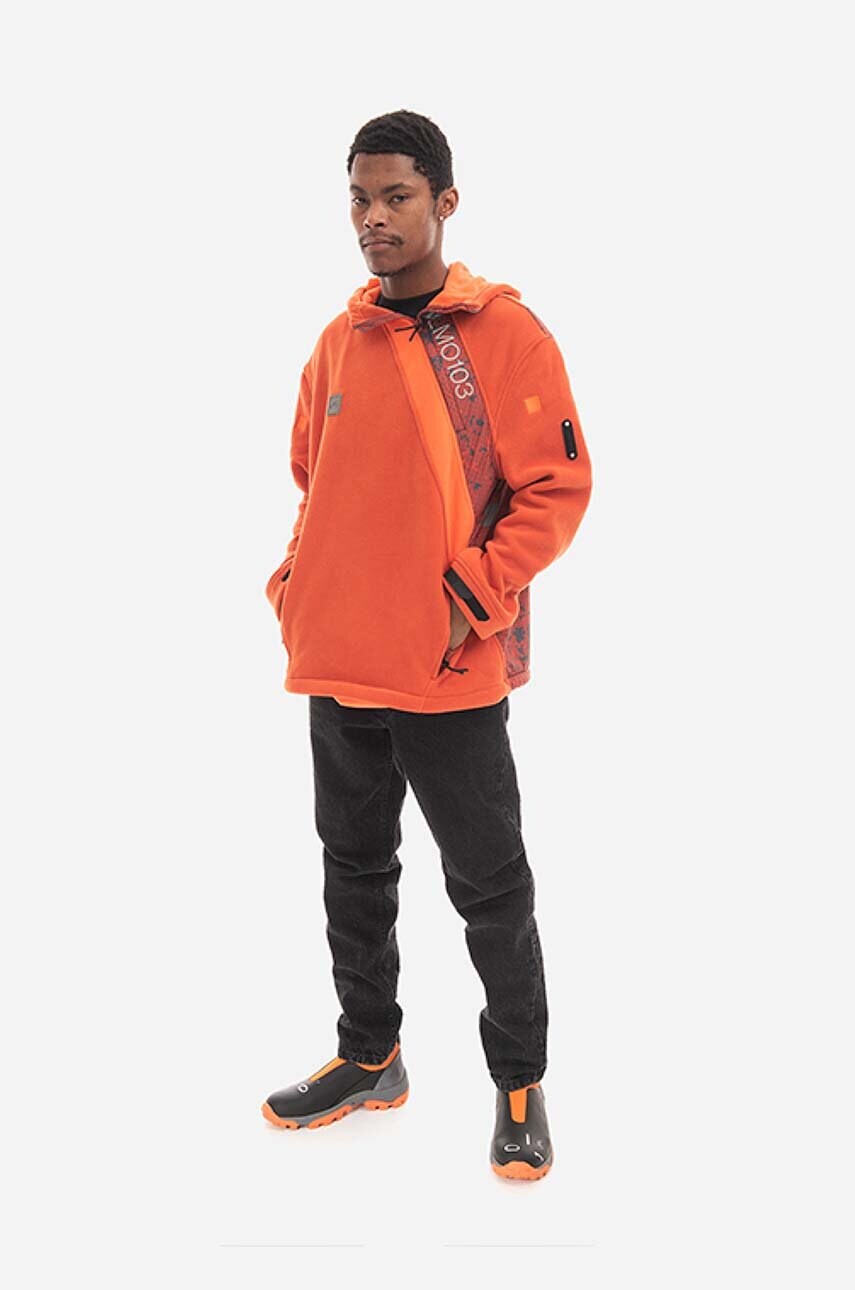Кофта A-COLD-WALL* Axis Fleece чоловіча колір помаранчевий з капюшоном візерунок ACWMO103.-RUST