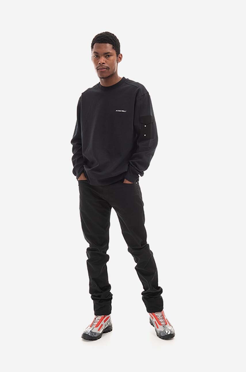Бавовняна кофта A-COLD-WALL* Polygon Technical Crewneck чоловіча колір чорний з принтом ACWMW079.-BLACK
