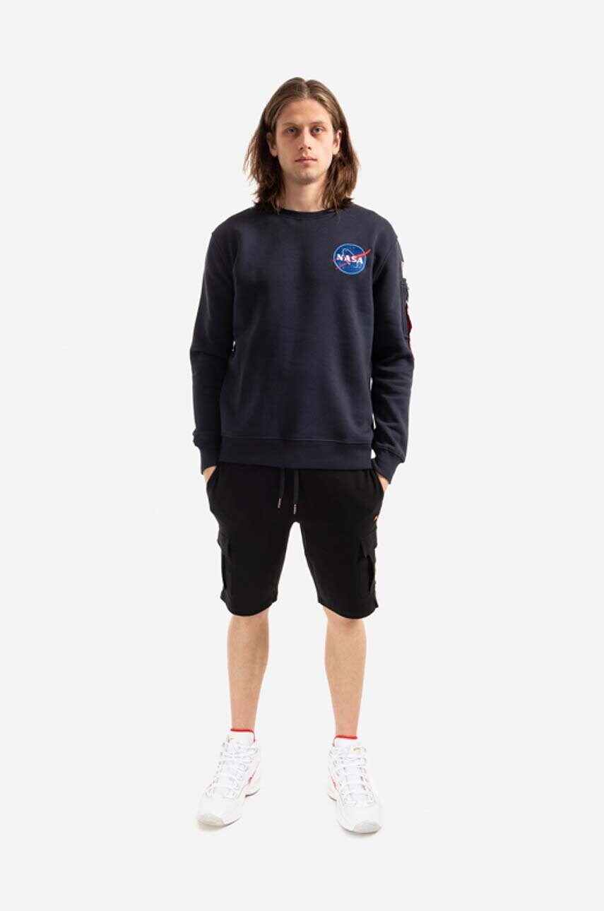 Кофта Alpha Industries Bluza Alpha Industries 178307 07 чоловіча колір синій з принтом 178307.07-navy