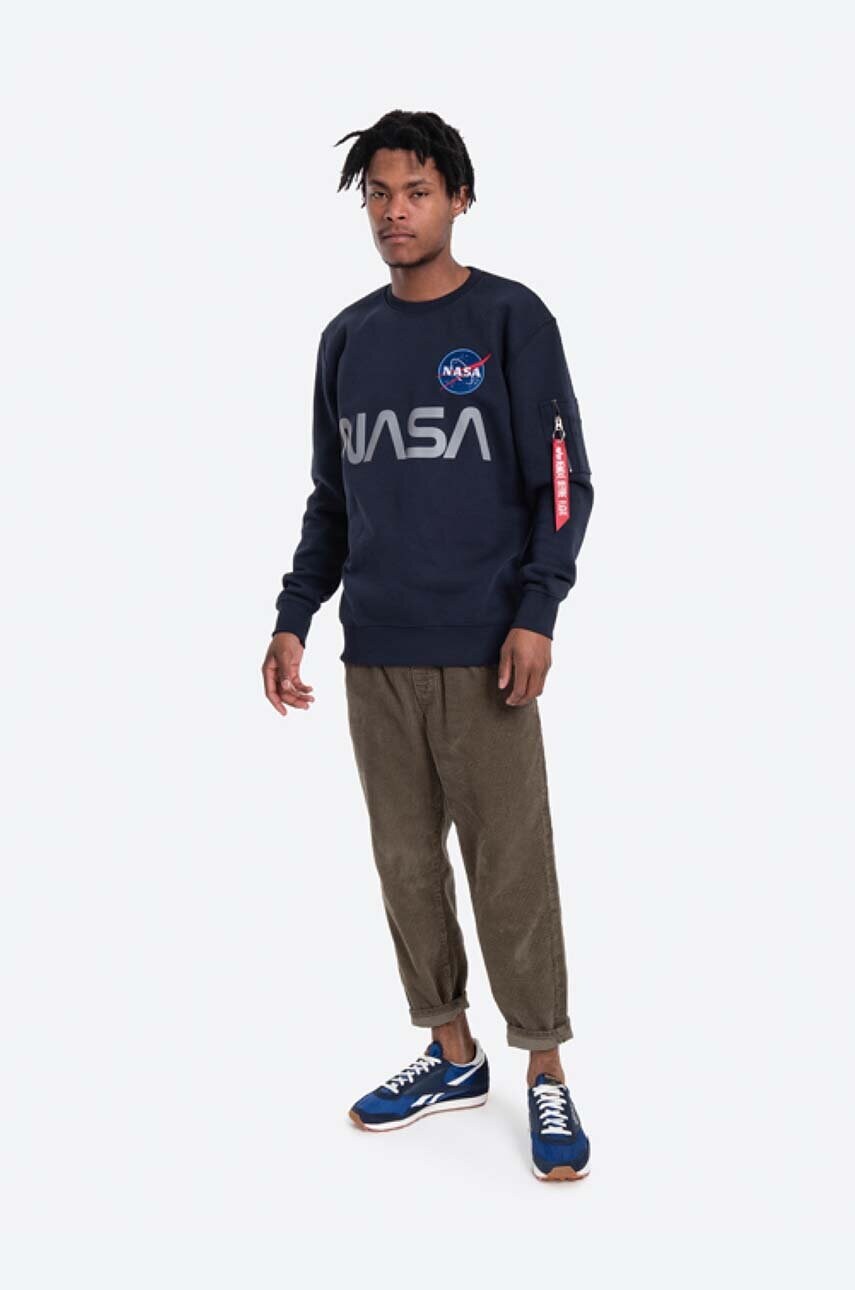 Кофта Alpha Industries чоловіча колір синій з принтом 178309.07-navy