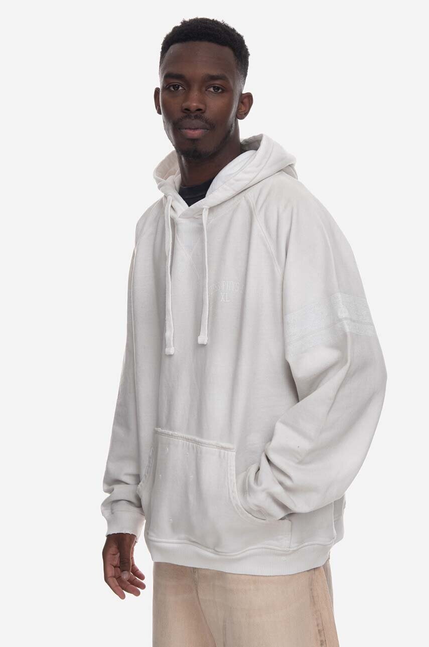 Бавовняна кофта Guess чоловіча колір сірий з капюшоном візерунок Washed Hoodie M2BQ00KBB40 G1CG M2BQ00.KBB40-CYSM