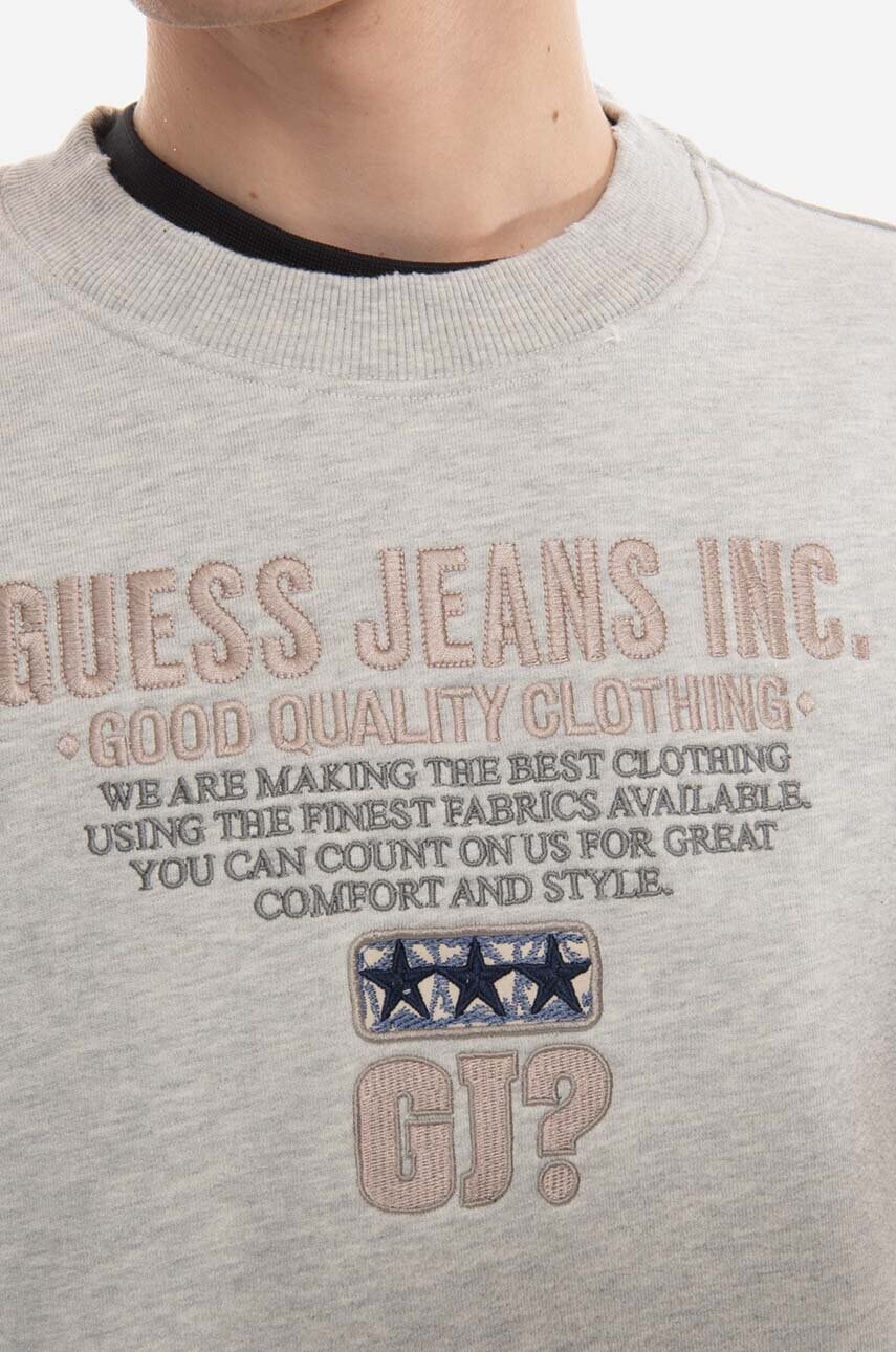 Бавовняна кофта Guess чоловіча колір сірий візерунок Bluza GUESS USA Crewneck Sweatshirt M2BQ03KBB40 A118