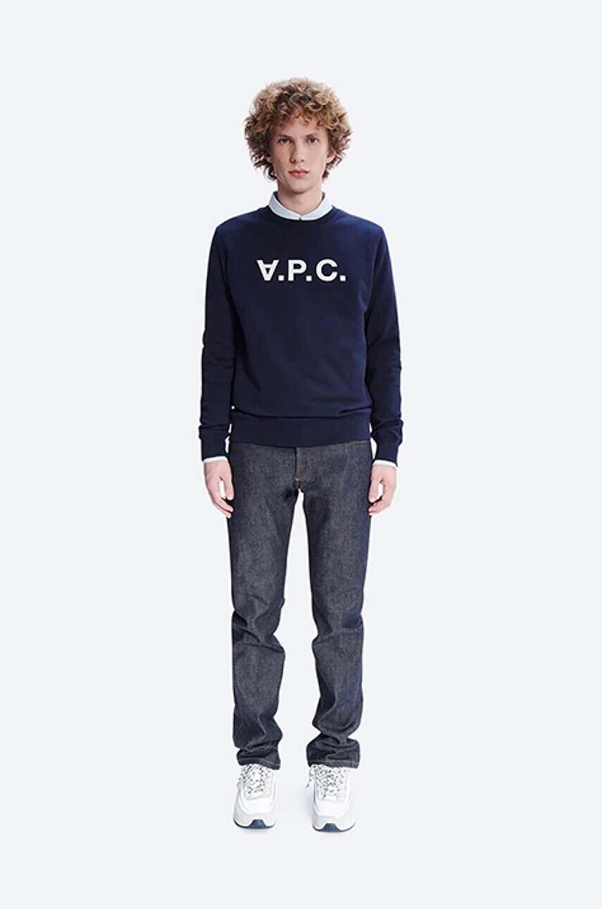 Бавовняна кофта A.P.C. Sweat Vpc чоловіча колір синій з аплікацією COECQ.H27378-DARKNAVY