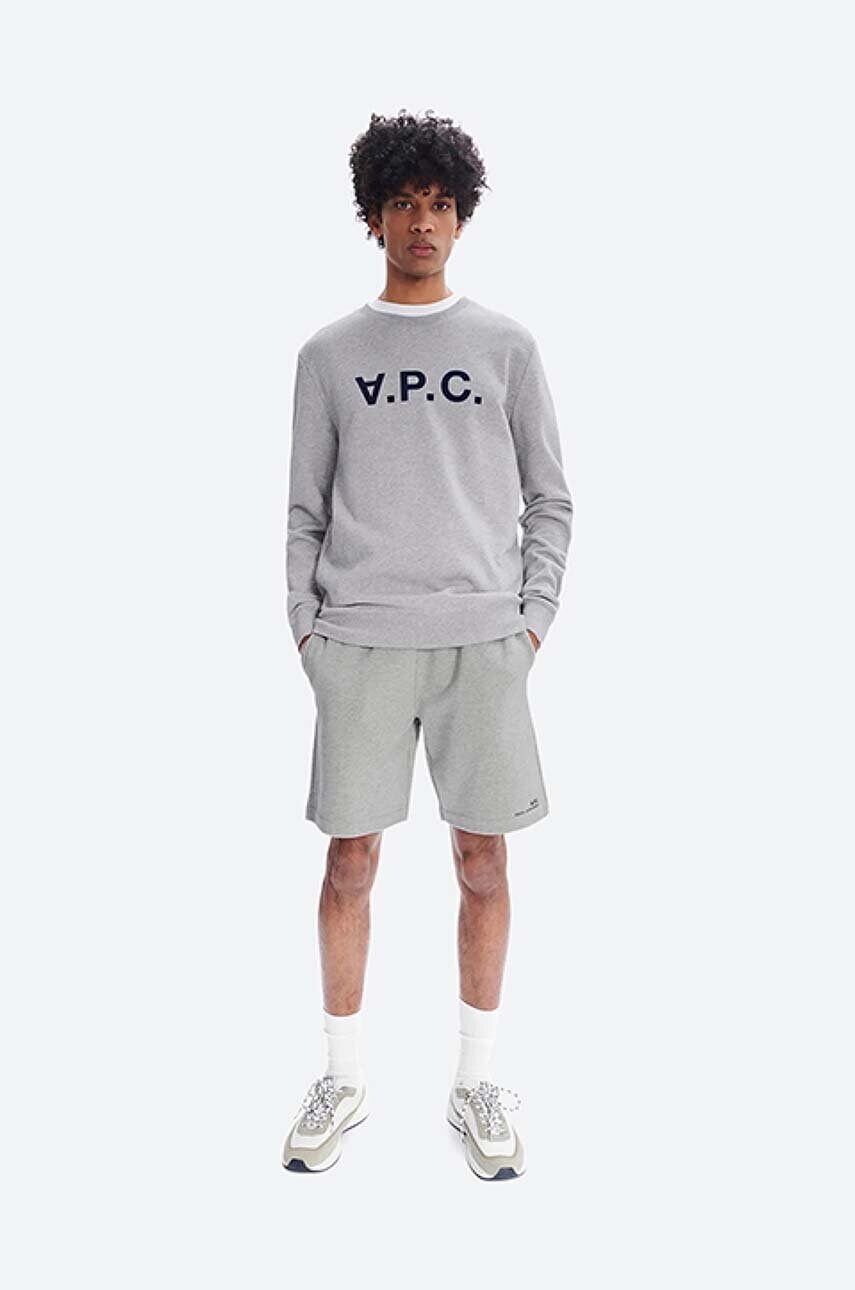 Бавовняна кофта A.P.C. Sweat Vpc чоловіча колір сірий з аплікацією COECQ.H27378-DARKNAVY