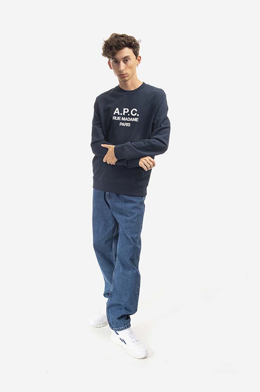 Бавовняна кофта A.P.C. Rufus чоловіча колір синій з принтом COEZD.H27500-MARINE