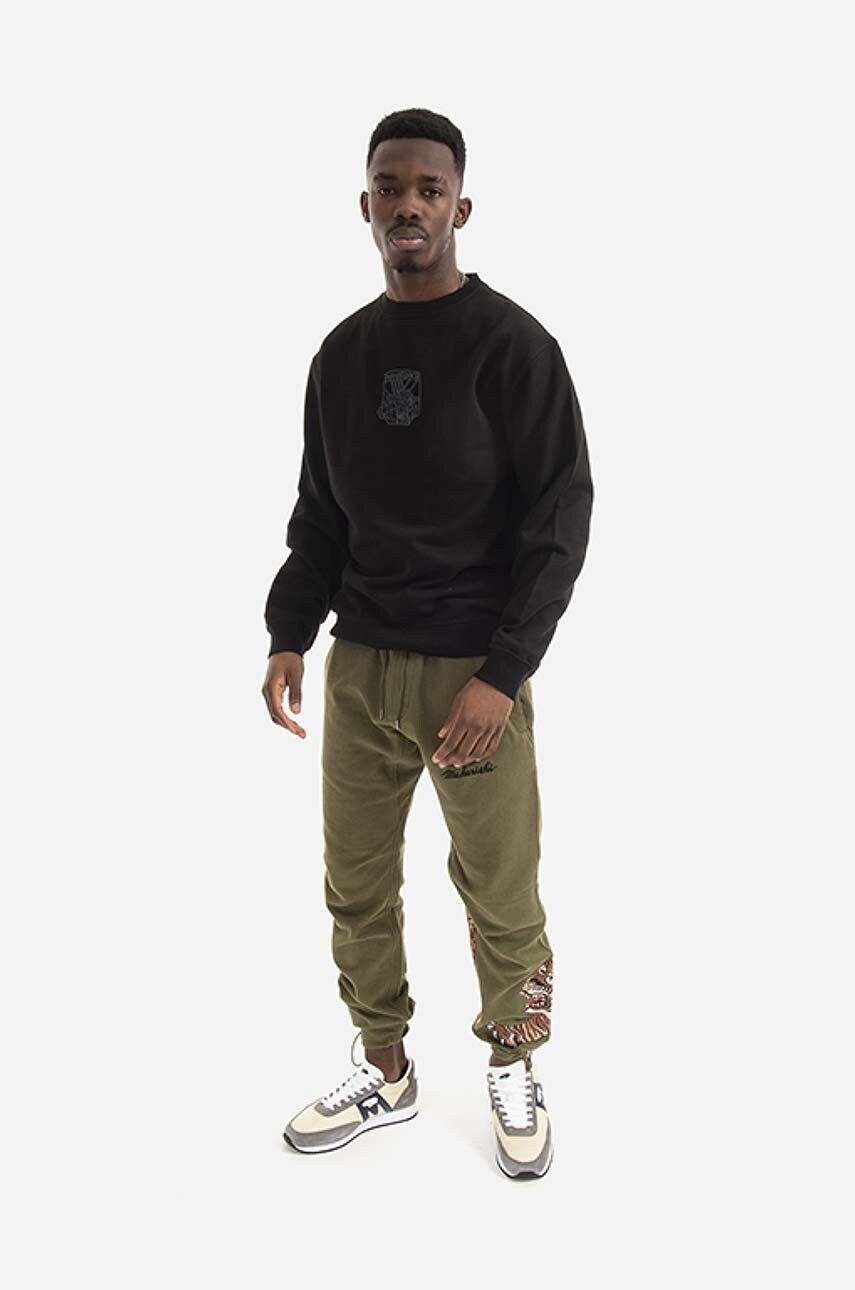 Бавовняна кофта Maharishi чоловіча колір чорний з аплікацією 8075.BLACK-BLACK