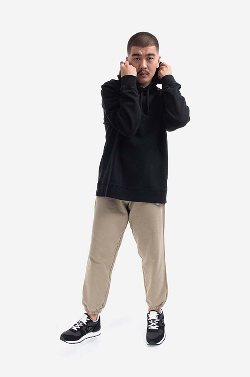 Бавовняна кофта Norse Projects Fraser Tab Series Hoodie чоловіча колір чорний з капюшоном однотонна N20.1282.9999-9999