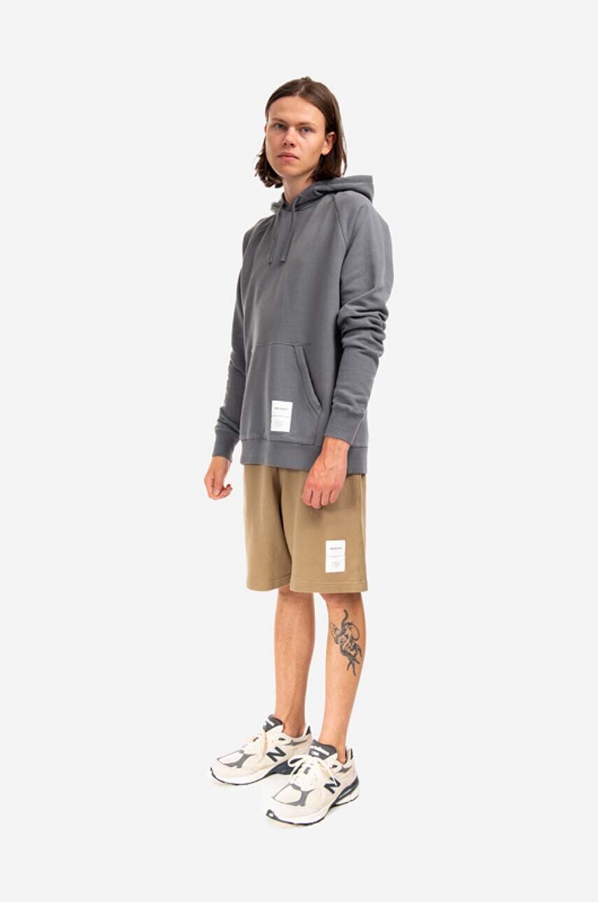 Бавовняна кофта Norse Projects Kristian Tab Series чоловіча колір сірий з капюшоном однотонна N20.1294.1072-1072