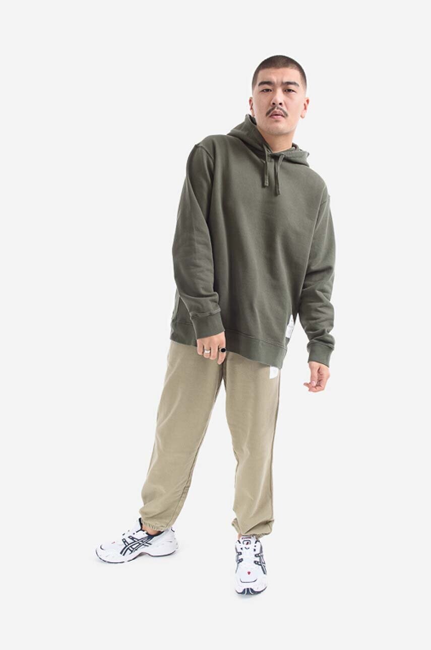 Бавовняна кофта Norse Projects Fraser Tab Series чоловіча колір зелений з капюшоном однотонна N20.1282.8098-8098