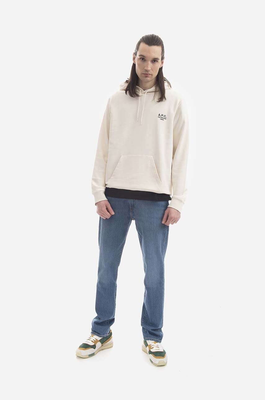 Бавовняна кофта A.P.C. Marvin чоловіча колір чорний з капюшоном з аплікацією COEZD.H27733-MARINE