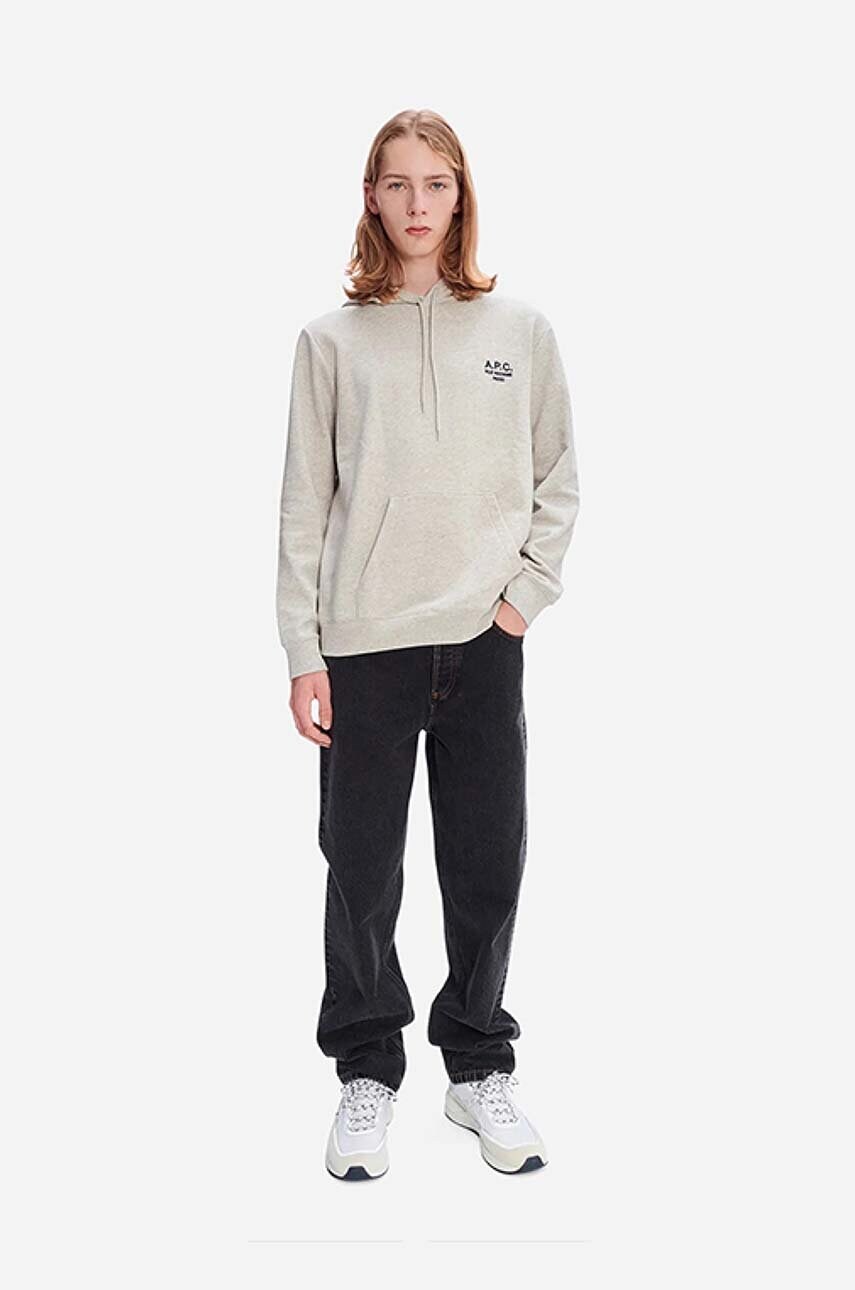 Бавовняна кофта A.P.C. Marvin чоловіча колір чорний з капюшоном з аплікацією COEZD.H27733-MARINE