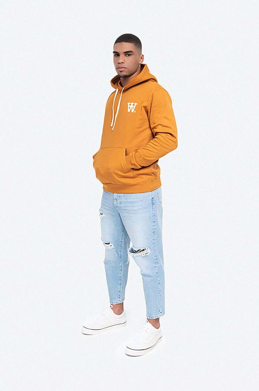 Кофта Wood Wood Ian Hoodie Camel 10025605.2424 чоловіча колір бордовий з капюшоном з принтом