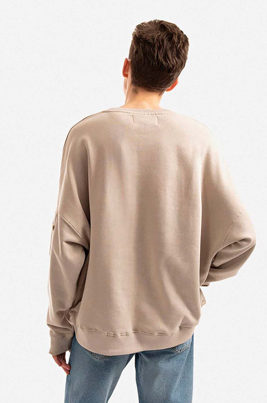 Бавовняна кофта Alpha Industries чоловіча колір бежевий однотонна 118317.627-cream