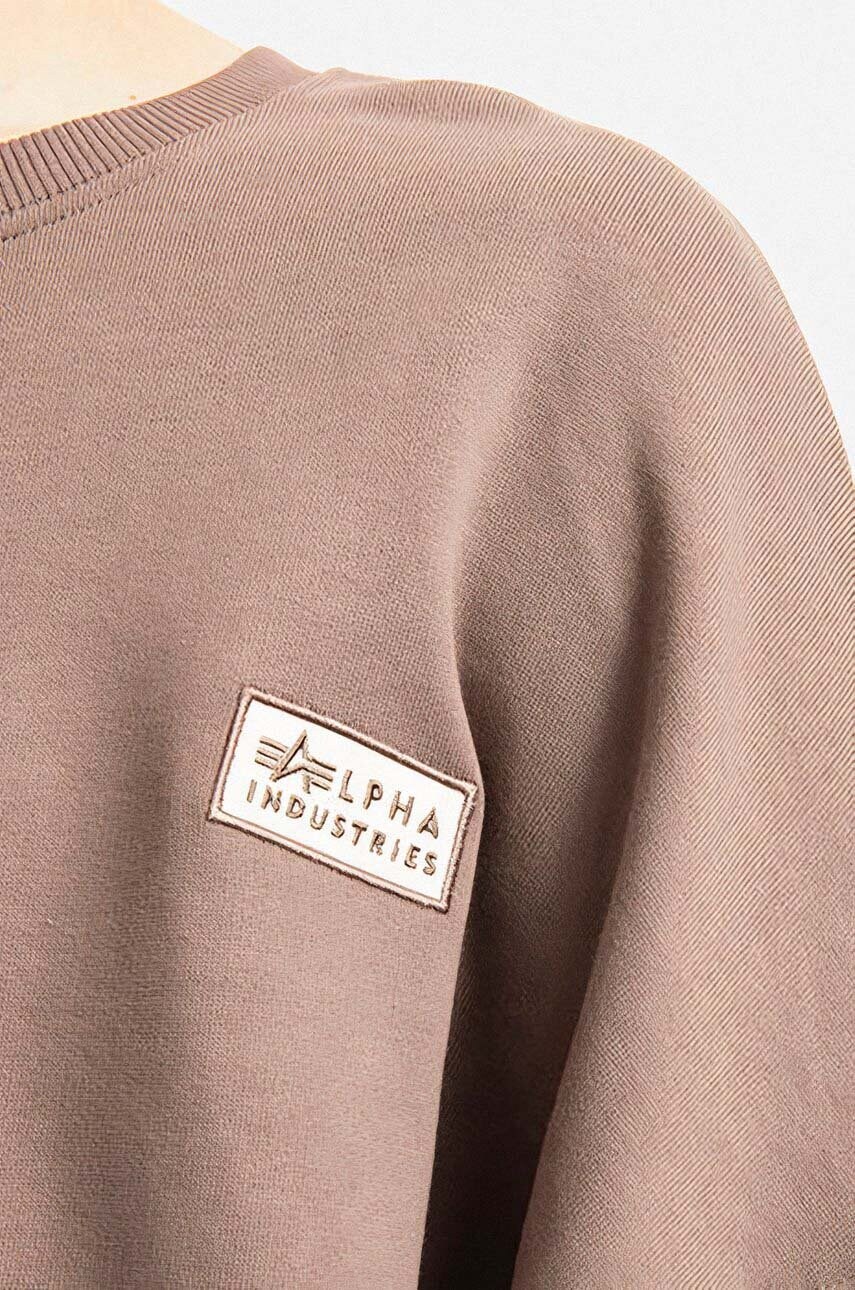 Бавовняна кофта Alpha Industries чоловіча колір коричневий однотонна 118317.628-brown