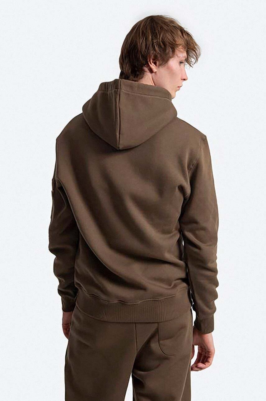 Бавовняна кофта Alpha Industries чоловіча колір зелений з капюшоном з аплікацією 118350.629-green