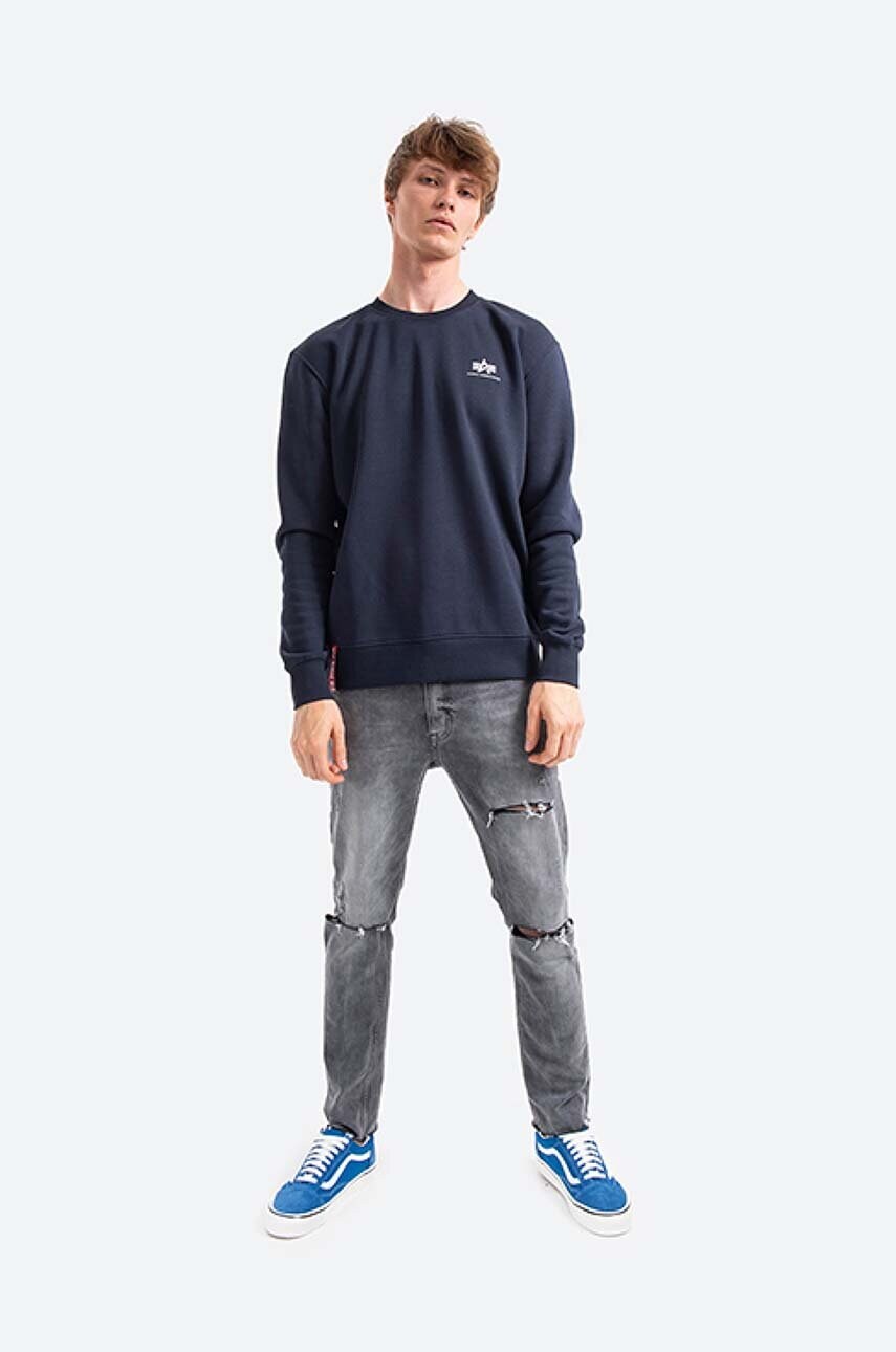 Кофта Alpha Industries чоловіча колір синій однотонна 188307.07-navy