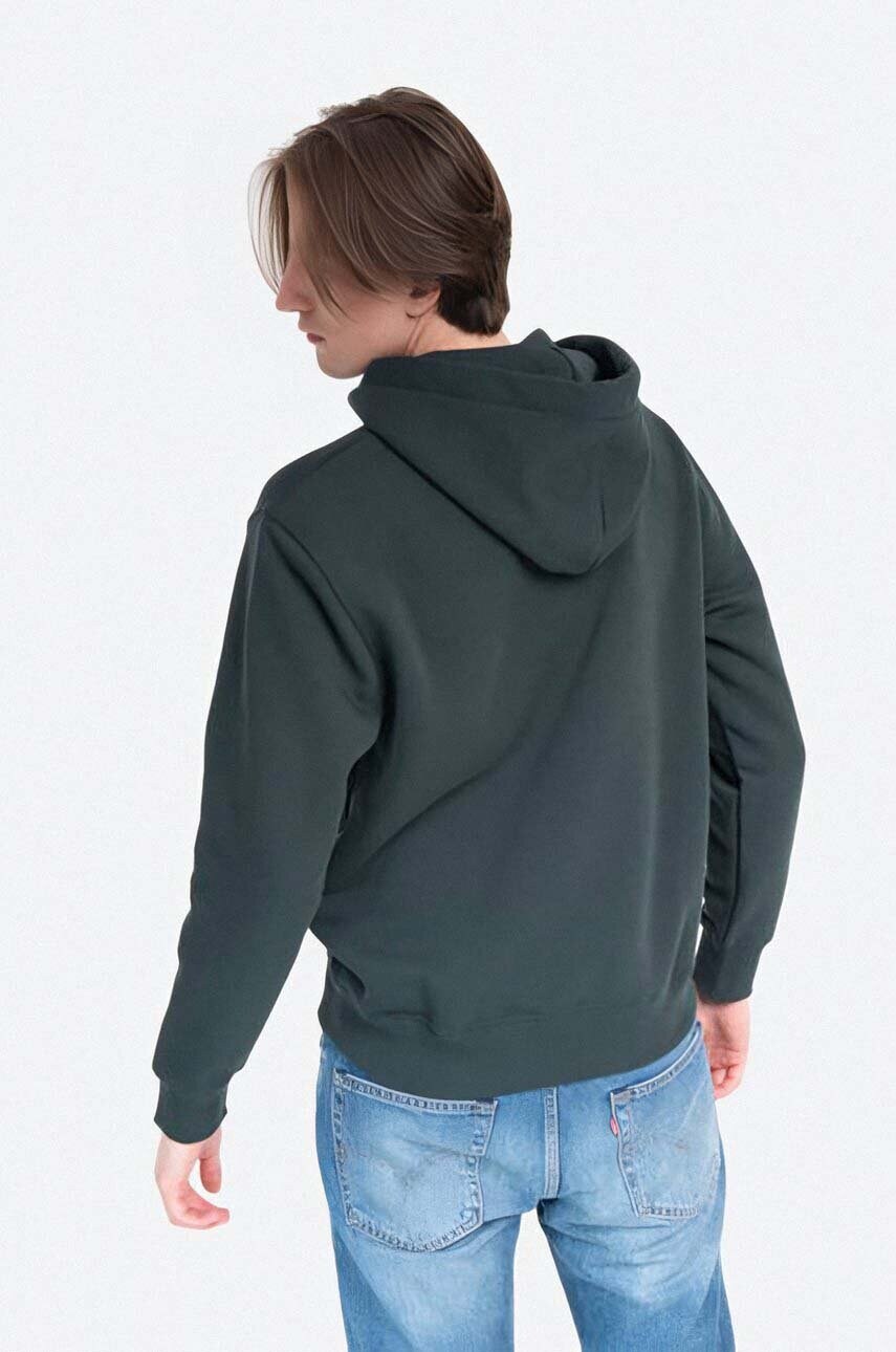 Кофта Alpha Industries Basic чоловіча колір зелений з капюшоном з принтом 178312.353-green