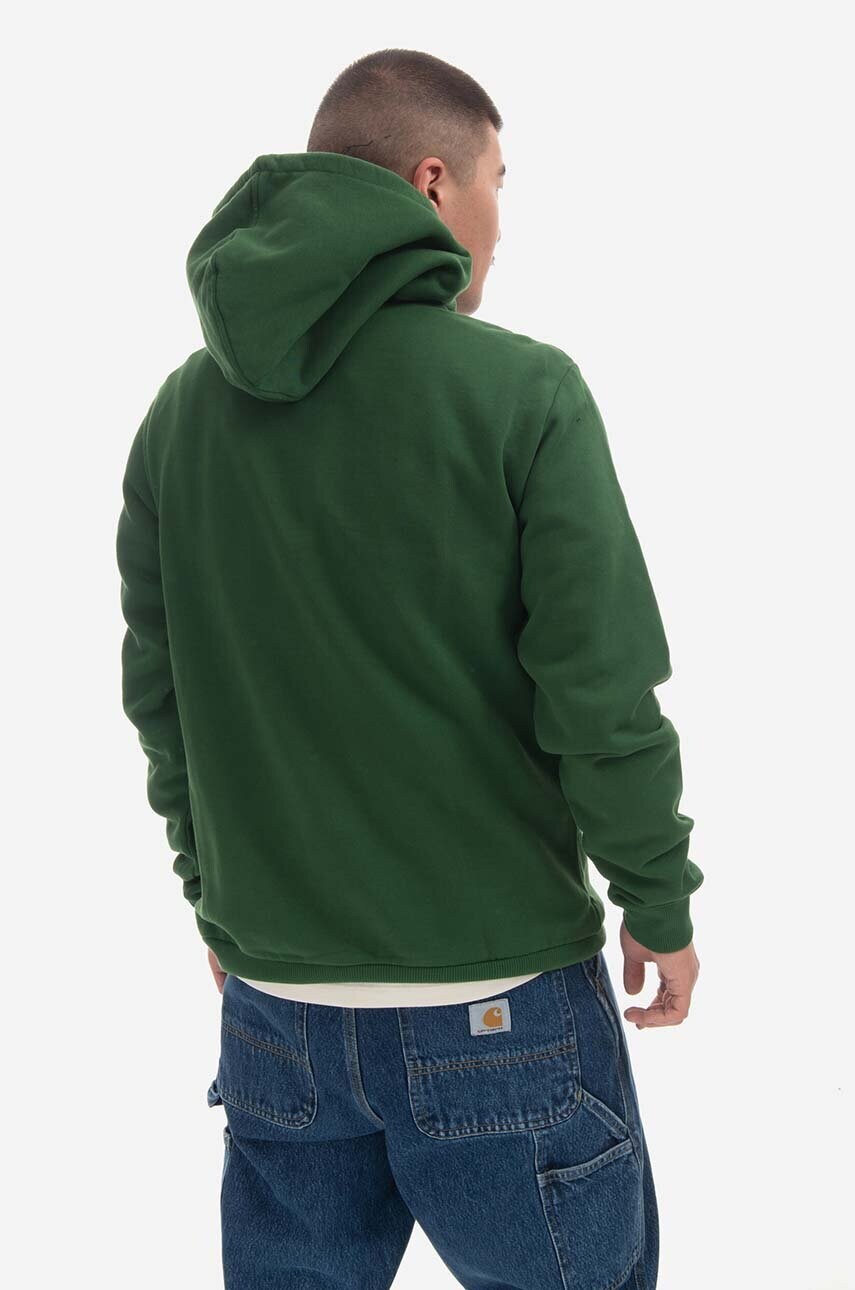 Бавовняна кофта Fjallraven чоловіча колір зелений з капюшоном з принтом F84144.678-678