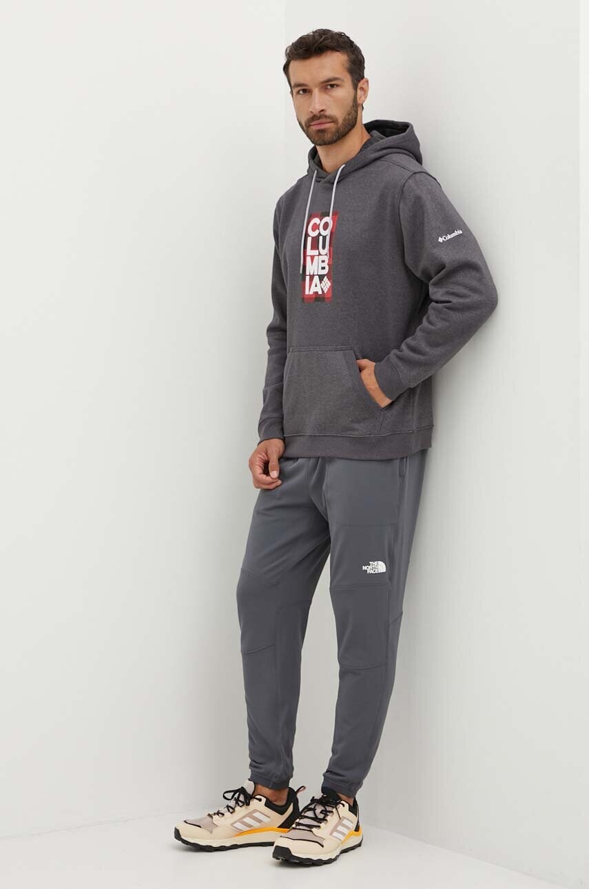 Кофта Columbia EM2179 HOODIE чоловіча колір сірий з капюшоном однотонна EM2179-GREY