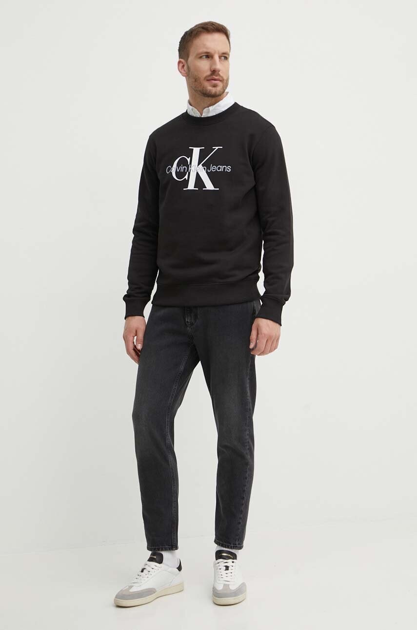 Бавовняна кофта Calvin Klein Jeans чоловіча колір чорний з принтом J30J320933