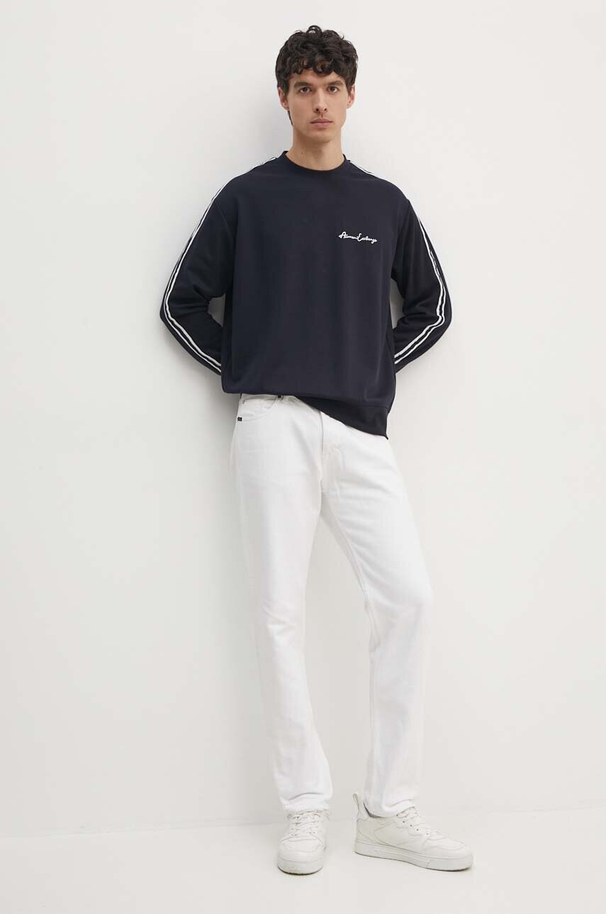 Кофта Armani Exchange чоловіча колір синій з капюшоном з аплікацією 8NZMSG Z9N1Z