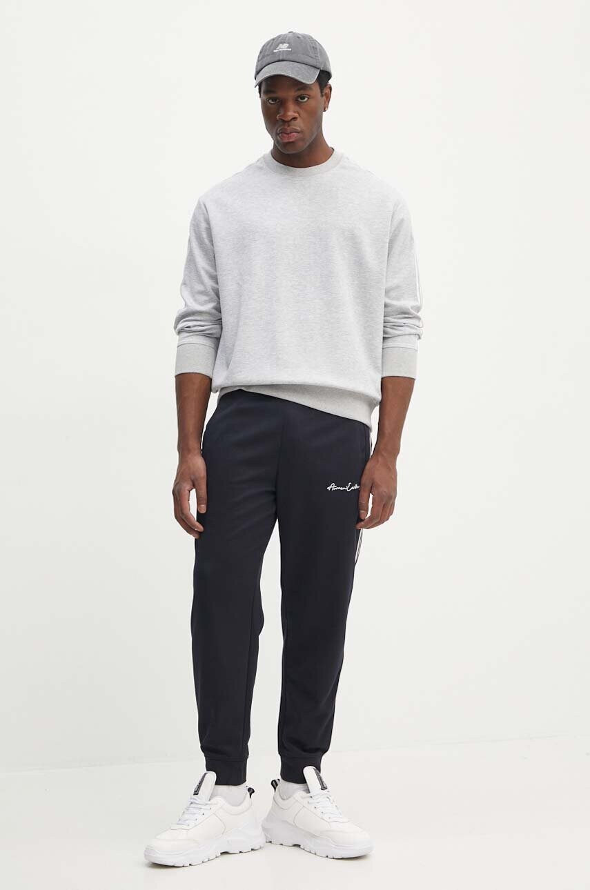 Кофта Armani Exchange чоловіча колір сірий з капюшоном з аплікацією 8NZMSG Z9N1Z