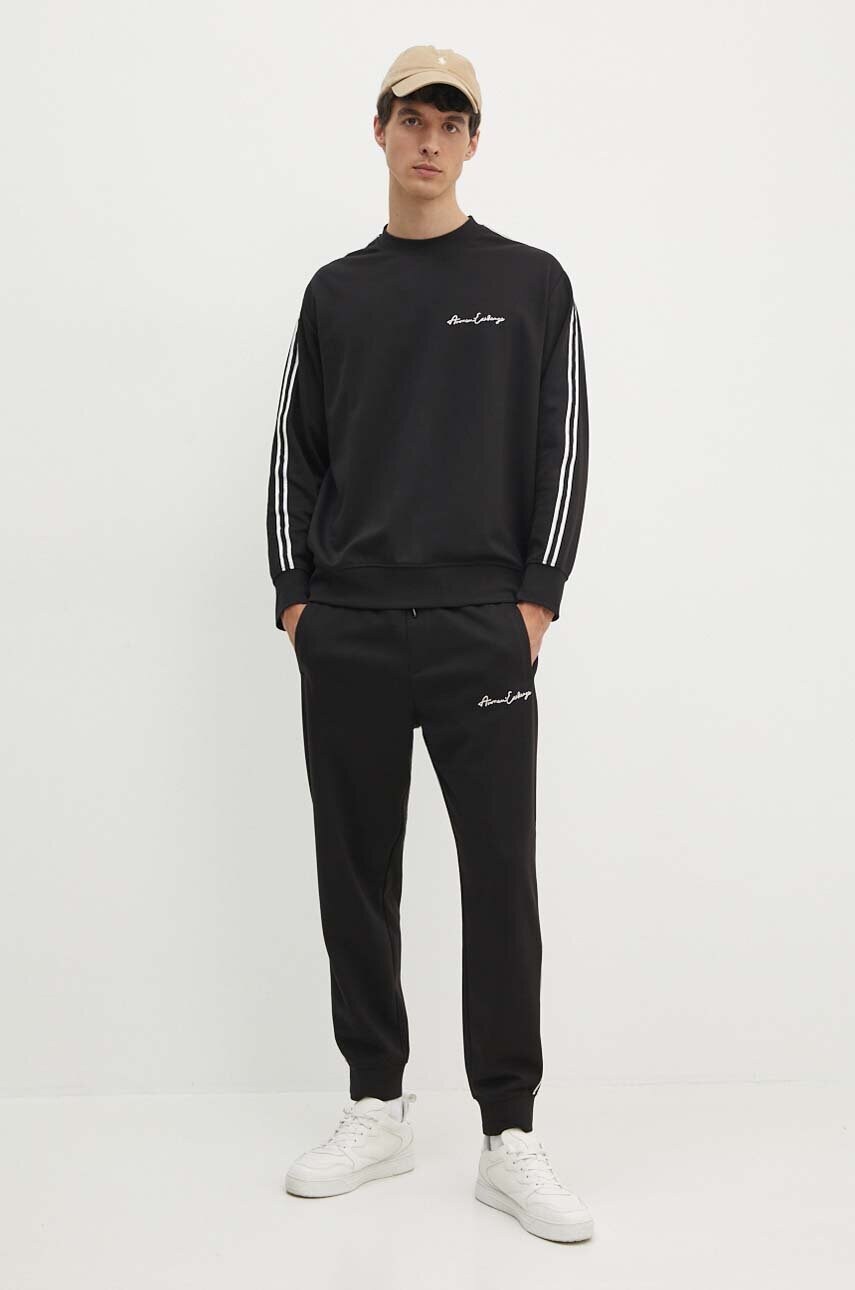 Кофта Armani Exchange чоловіча колір чорний з капюшоном з аплікацією 8NZMSG Z9N1Z