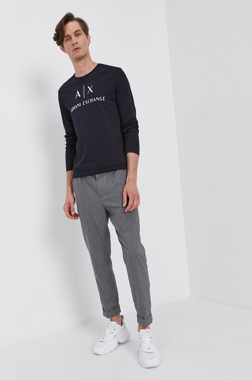 Лонгслів Armani Exchange чоловічий колір синій з принтом