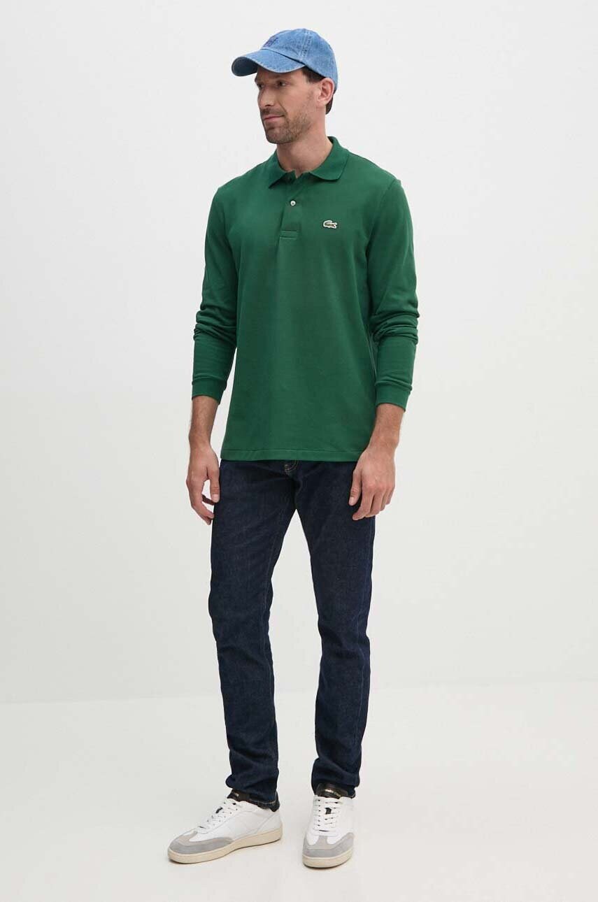 Бавовняний лонгслів Lacoste L1312 132 колір зелений однотонний L1312.032-032