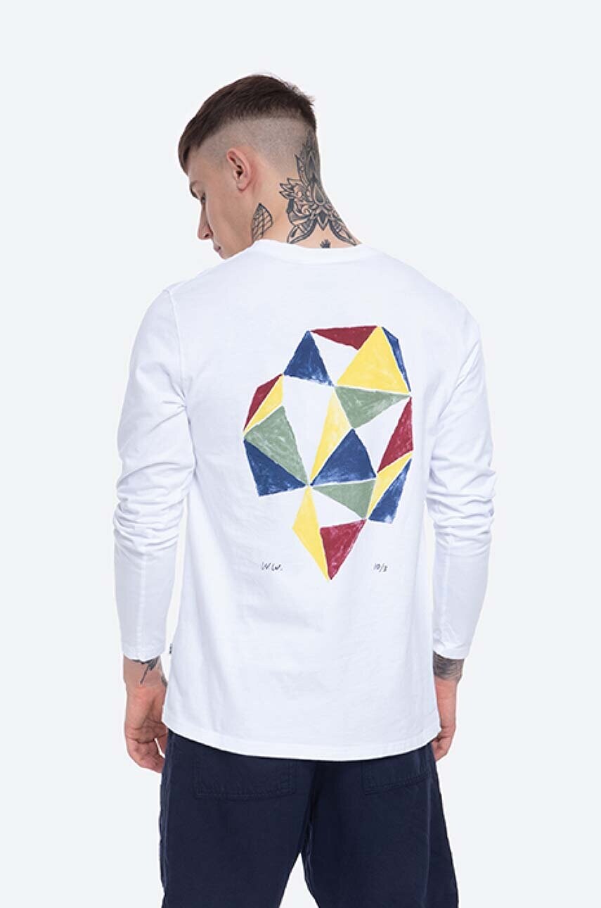 Бавовняний лонгслів Wood Wood Peter Longsleeve колір білий з принтом 12045402.2491-BRIGHTW