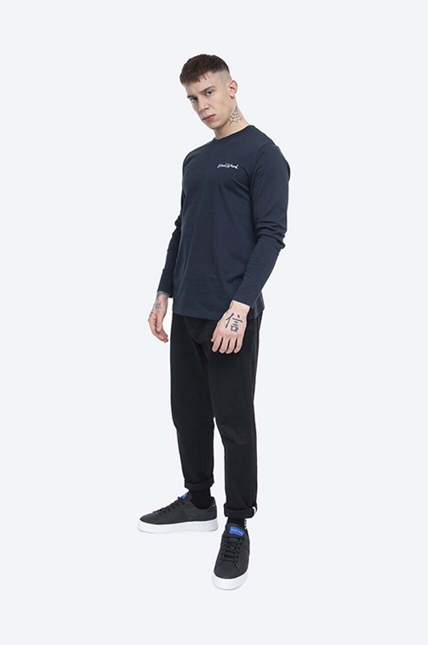 Бавовняний лонгслів Wood Wood Peter Longsleeve колір синій з принтом 12045402.2491-BRIGHTW